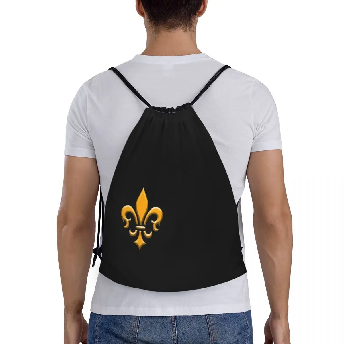 Bolso con cordón De flor De Lis para hombre y mujer, Mochila deportiva portátil para gimnasio, con símbolo De flor De lirio, a la moda