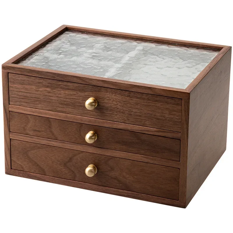 Jewelry box Storage box Solid wood high-end exquisite hand jewelry Earrings Necklace Wedding gift Multi-layer drawer