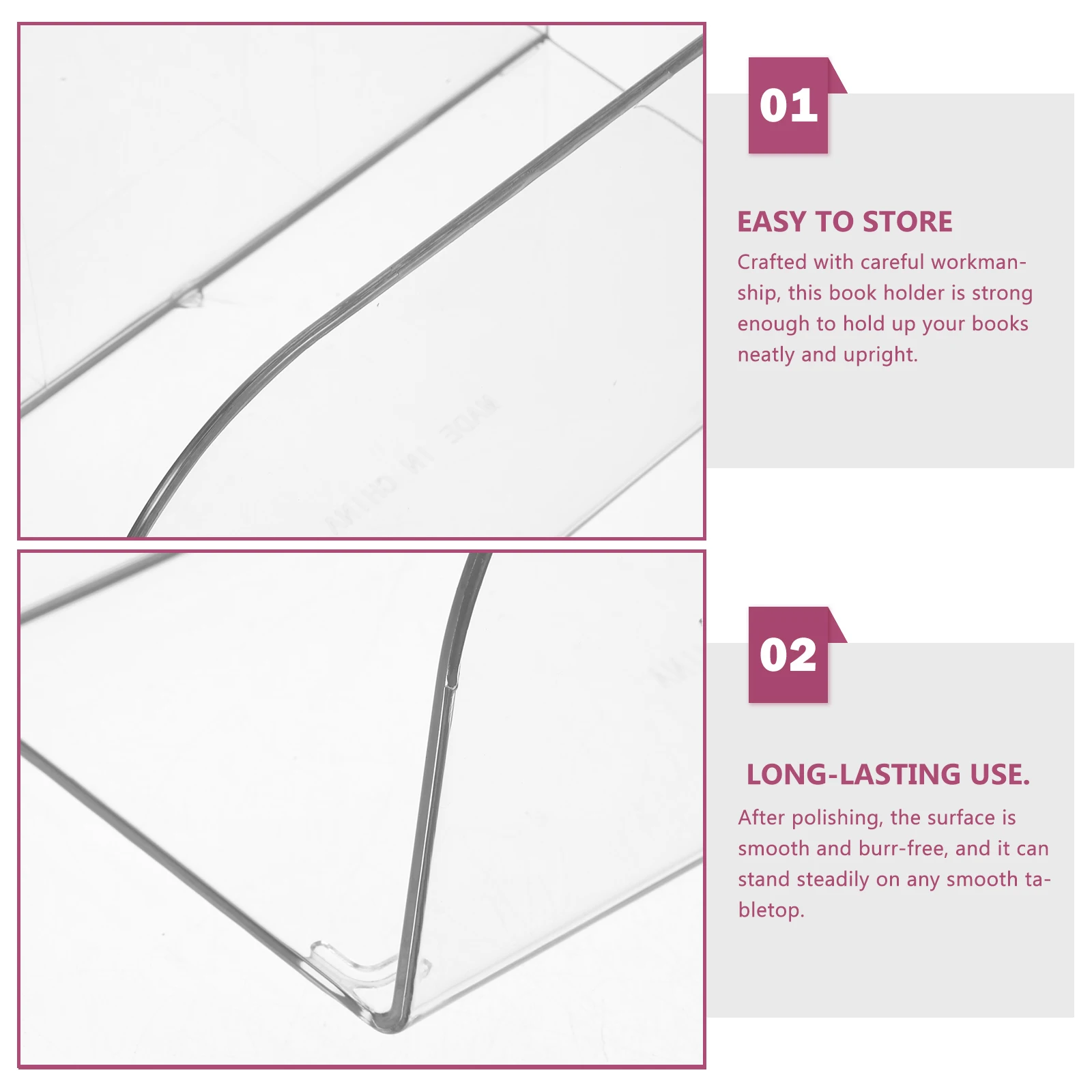 

Plastic Desktop Transparent Bookend Book Holder Table File Stand Office Home Bookshelf Organizer Magazine Files