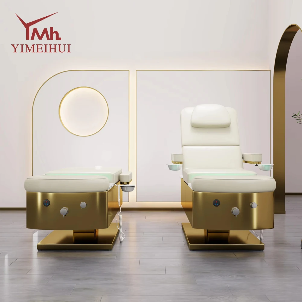 3 in 1 Beauty Professional Luxury Design Facial Pedicure Bed Multi-Functional Face Care Beauty Shampoo Bed Wih Foot Bathtub