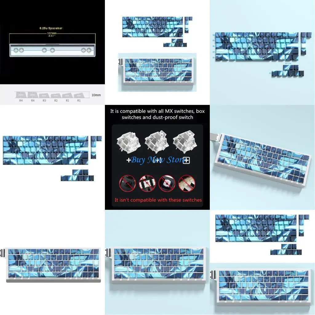 

20ce 74 клавиши аниме -клавишные клавиши PBT Side Printed Cartlit Cartoon Gaming Caps Кепки клавиш