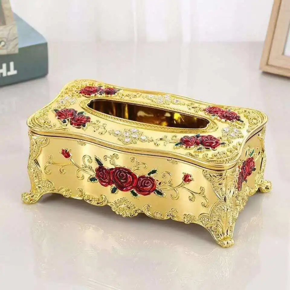 European Style Paper Box Living Room Household Plastic Tissue Box Dining Table Bar Creative Napkin Paper Box Napkin Storage Box