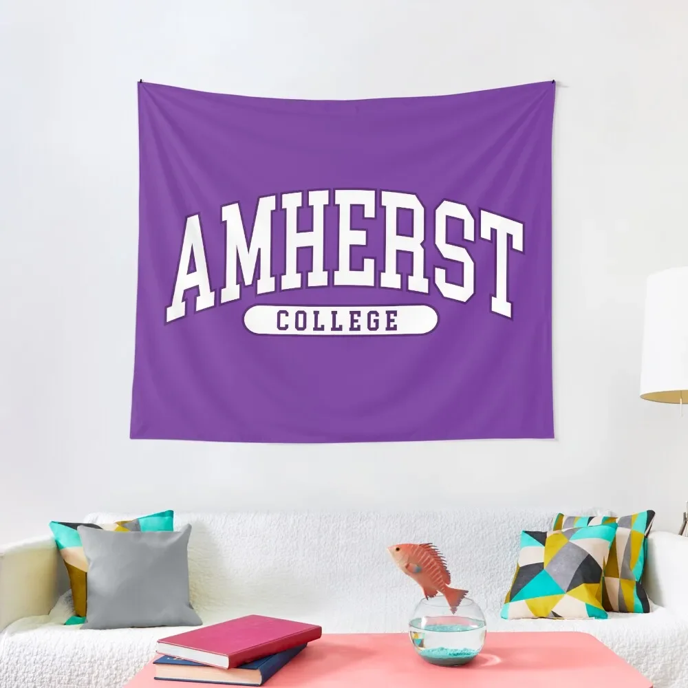 

Amherst-college изогнутый гобелен с рисунком шрифтов, украшение для спальни, украшение для комнаты в эстетике, настенный гобелен