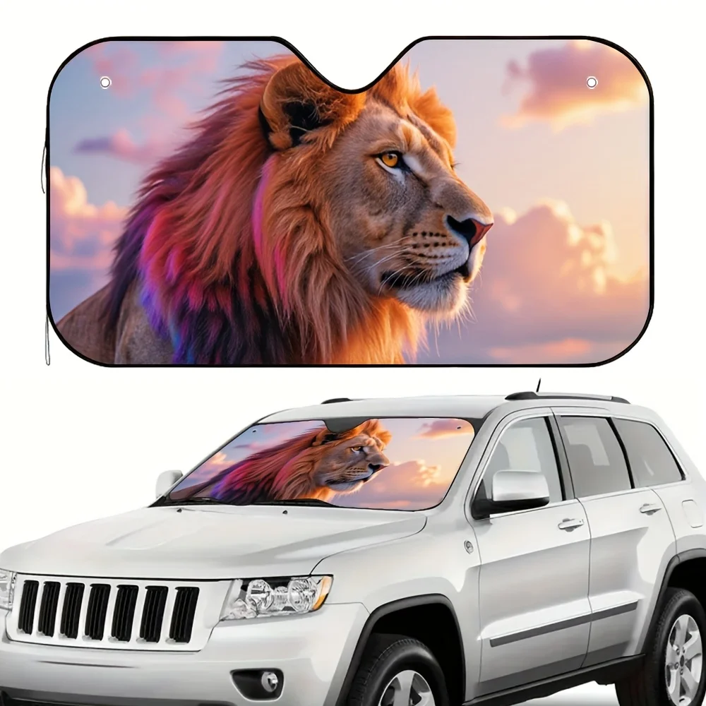 Pare-soleil de voiture néon Lion majesté, 1 pièce, adapté, bloque la lumière du soleil directe et réduit la température intérieure, conception Lion vibrante pour Long-D