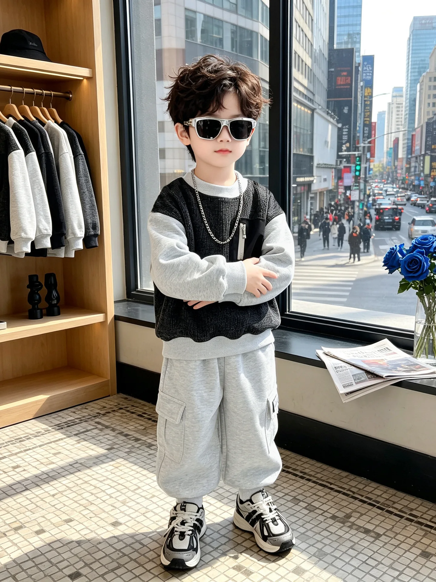 Autumn Kids Outfit Children's Suit Boys Patchwork Sweatshirts+Pants 2pcs/Set Fashion Children Tracksuits Boys Sports Set 2-11Yrs