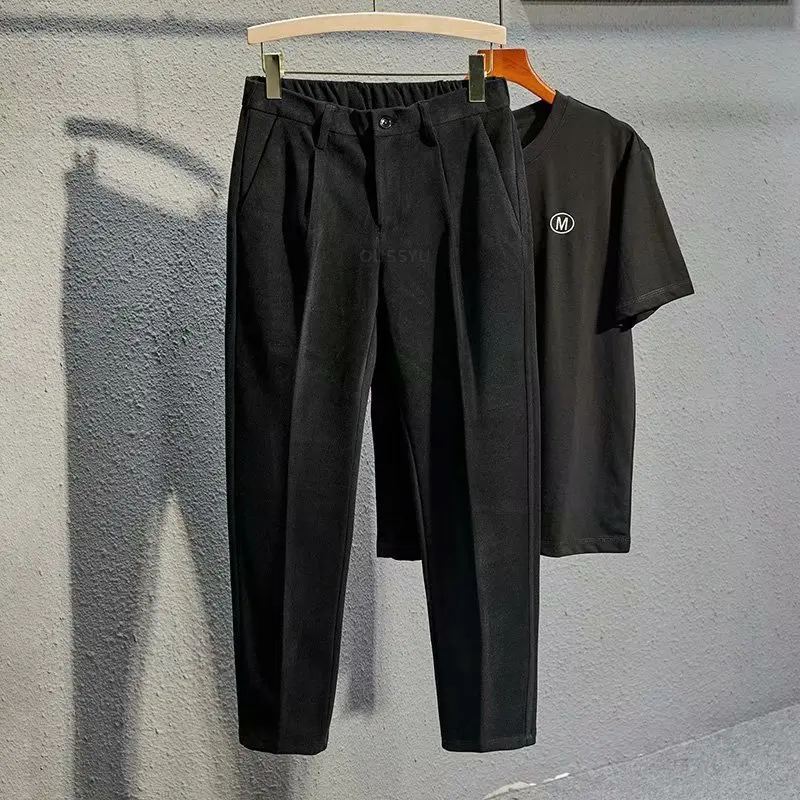 Winter Thick Suit Pants Men Casual Straight Drape Korean Classic Fashion Business Woolen Cloth Brown Black Formal Trousers Male