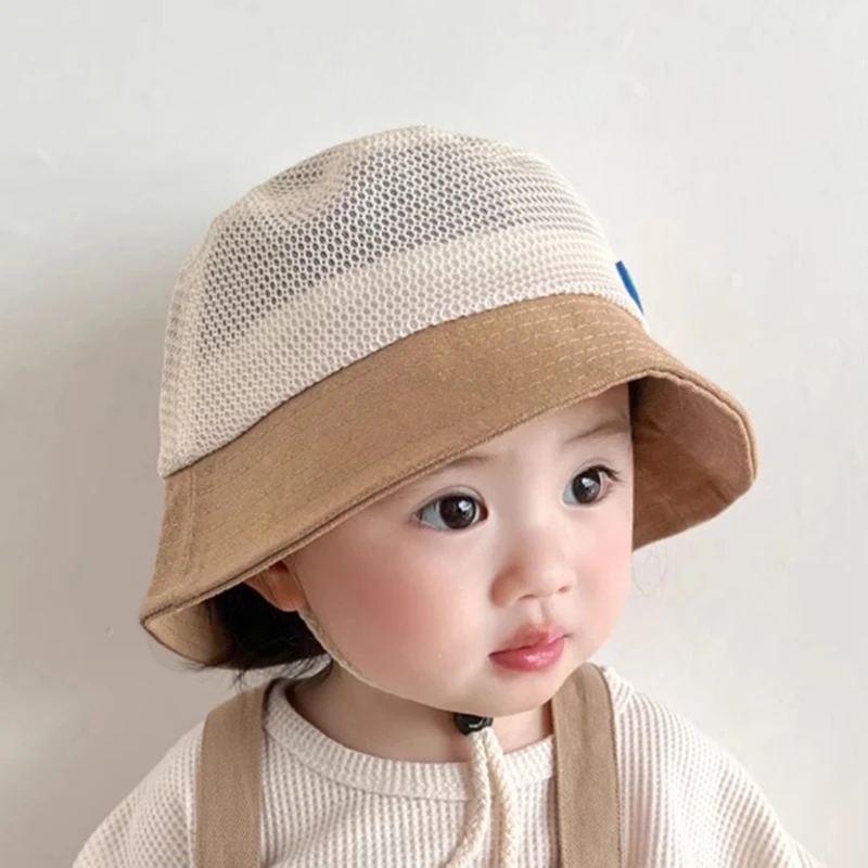 Summer Kids Mesh Sun Hats Baby Boy and Baby Girl\'s Fisherman\'s Hat Child Breathable Sunscreen Hats Toddler Wide Brim Outdoor Cap