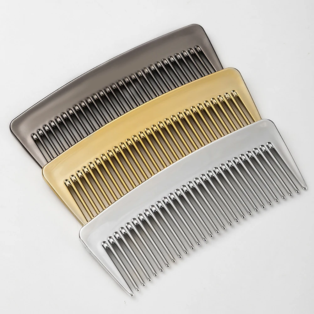 

1PC Electroplated Wide-Tooth Comb - Anti-Static Ultra Thin Metal Hair Comb for Travel & Daily Use