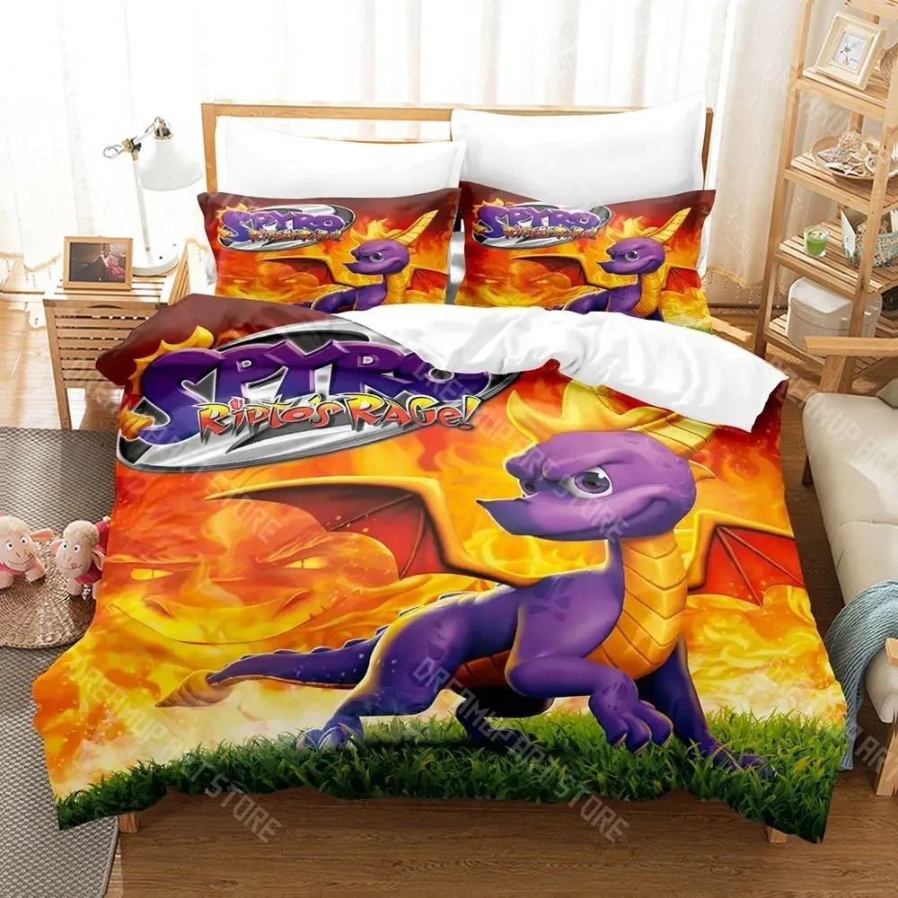 3D Printed Spyro Reignited Trilogy Spyro Dragon Bedding Set for Boys Girls Duvet Cover Twin Queen King Full Single Double Sizes