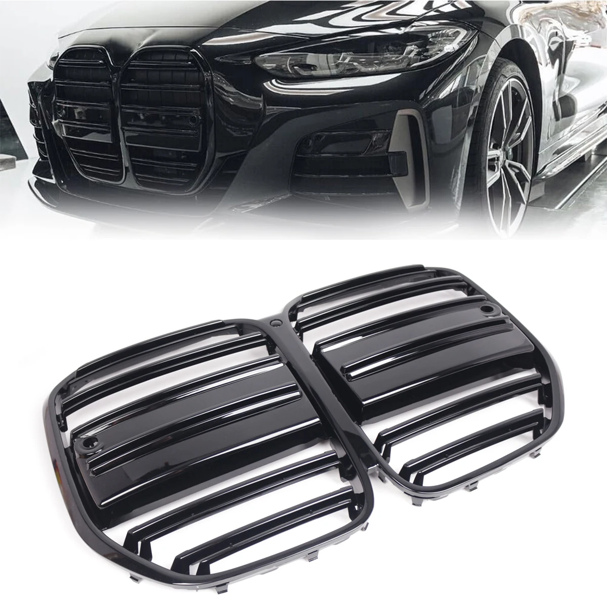 

Глянцевый черный автомобильный передний бампер, решетка для почек для BMW 4 серии G22 G23 2-дверный 2021 2022 2023, обновленная крышка решетки гоночной решетки