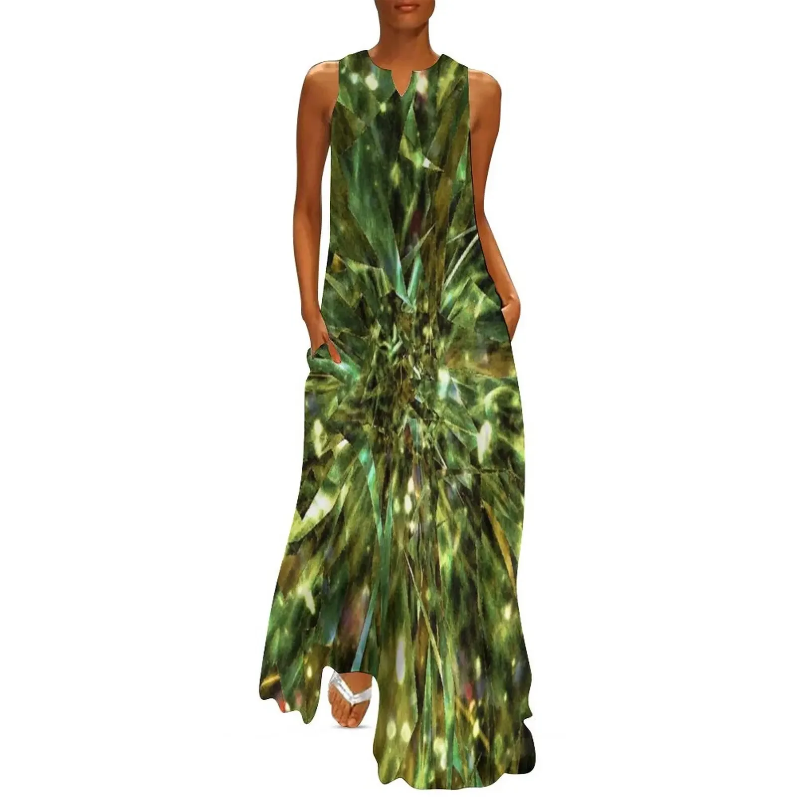 

August Peridot Birthstone Long Dress long sleeve dresses Women's clothing Dress