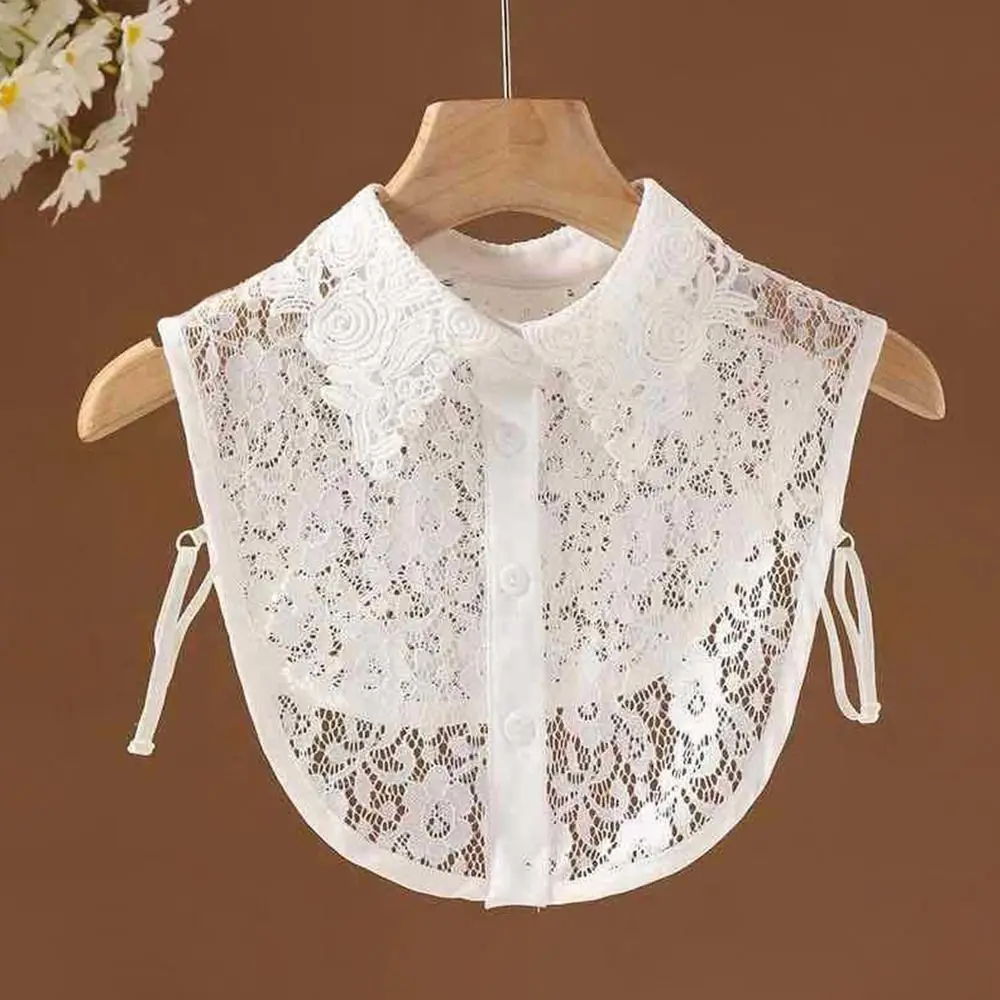 로즈 레이스 가짜 칼라 순수한 색상 하이 칼라 탈부착 가능한 칼라 레이스 디테일 빈티지 스타일 가짜 칼라 가을 시즌