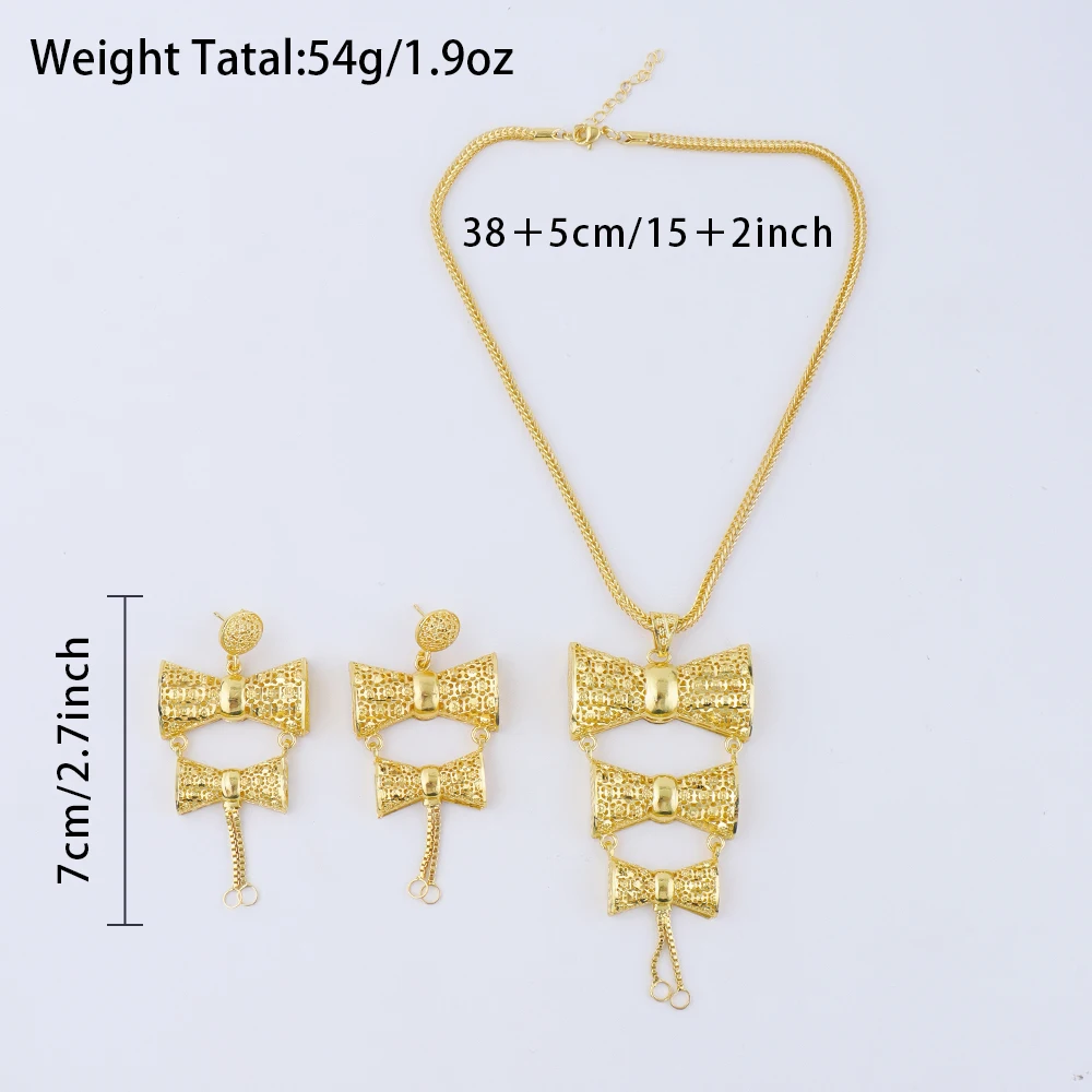 Saudi Arabia  Color Jewelry Sets Ethiopia Wedding Necklace Earring Brazilian Arab Bridal Luxury Set Party Gift Two-Piec