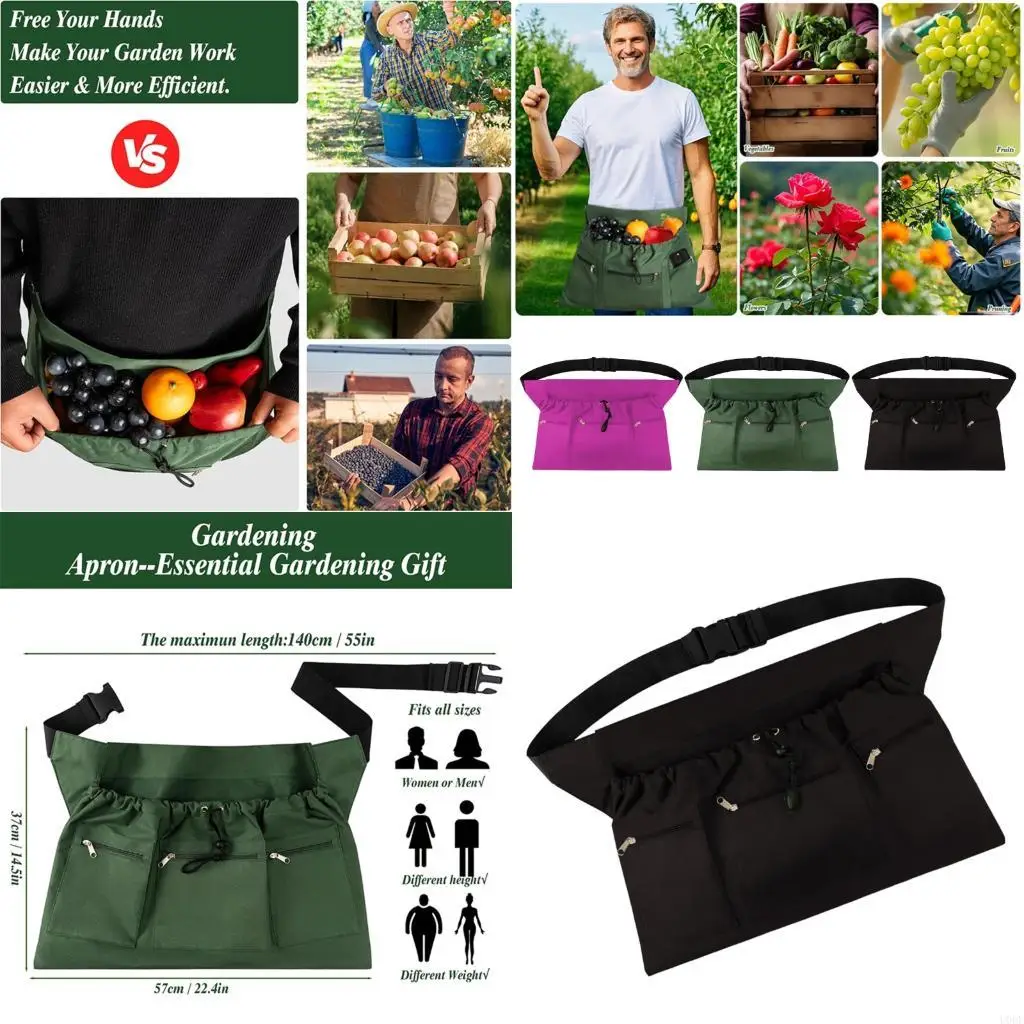   Durable Oxford Fabric Gardening Apron Tool Bag Adjustable for Various Tasks