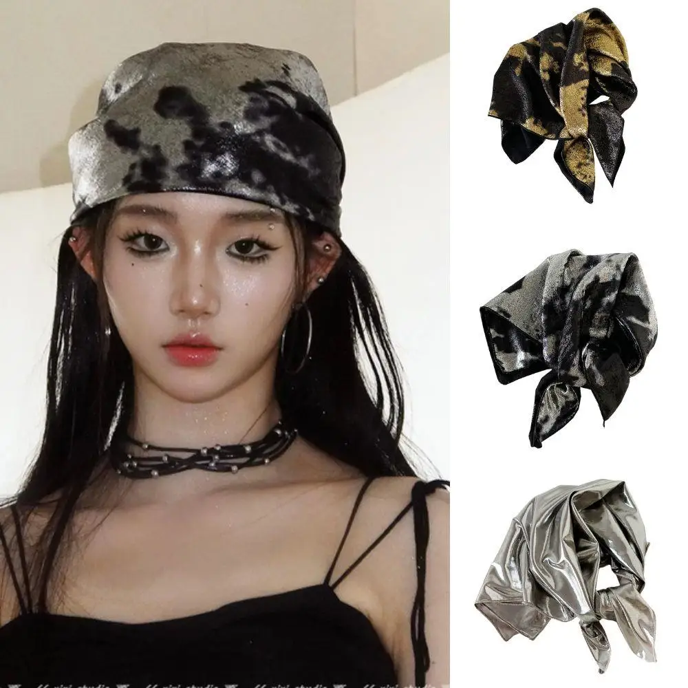 

Hip-hop Versatile Headband Y2K Hair Shawl Wrap Liquid Silver Leopard Print Hair Scarf Scarf Fashion Headbands Female Neckerchief