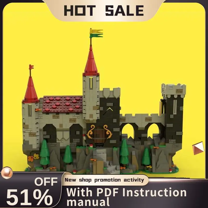 

New 1141Pcs Moc European Medieval Street View Mountain Fortress Castle Model Diy Creative Ideas Bricks Toy Birthday Gift Blocks