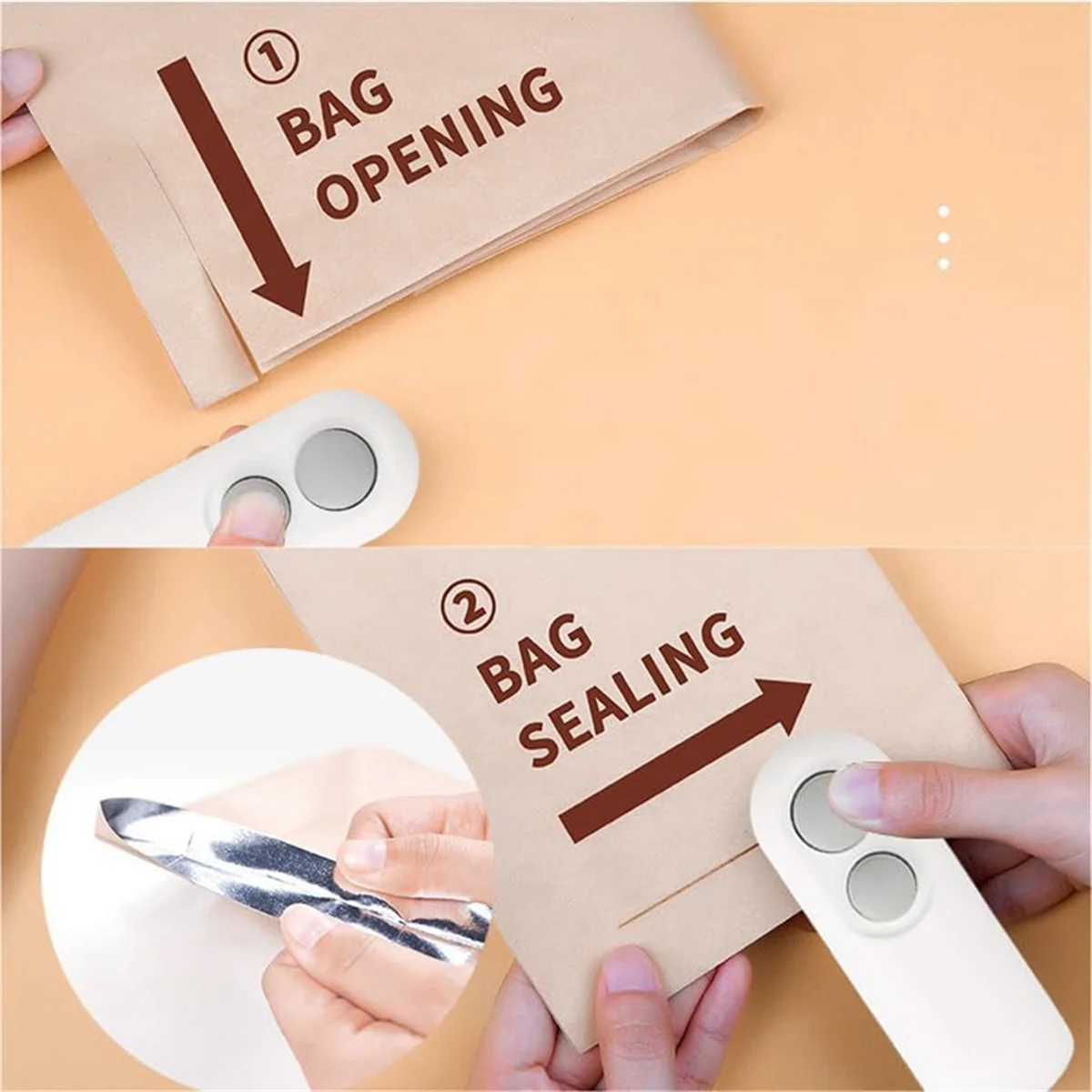 Rechargeable Mini Bag Sealer, 2-In-1 Heat Sealer with Cutter for Chip Bags, Portable Resealer Machine for Plastic BagsN02R