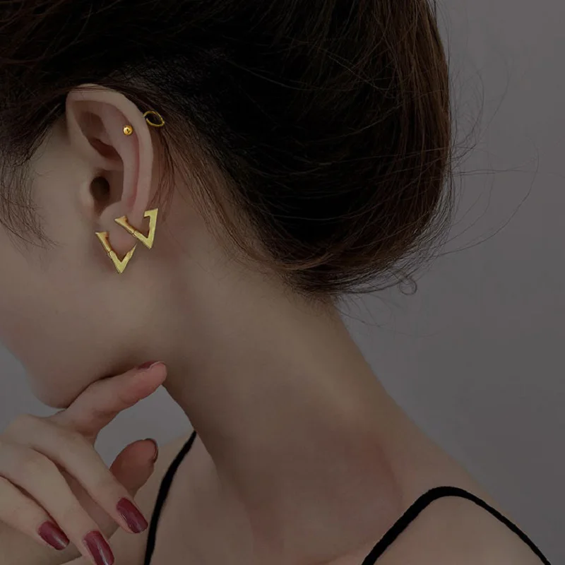 1 Piece Polygon Ear Clip Earrings For Women/Men Stainless Steel Painless No-pierced Ear Circle Trend Hip-hop Cool Ear Jewelry