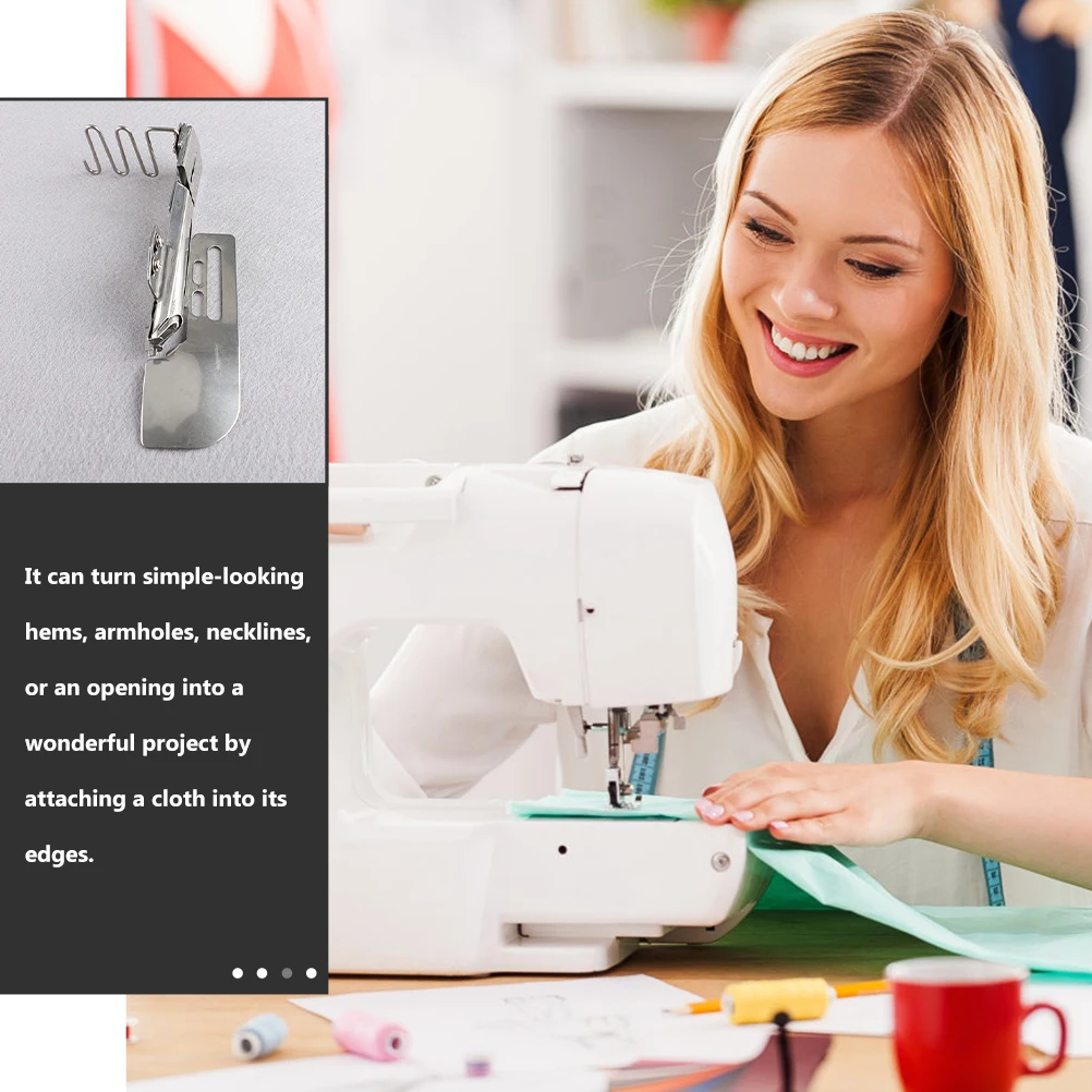 

Right Angle Double Edging Tube Folder Overlock Binder Sewing Machine Binding Tool Stainless Steel Hemmer Presser Blinder