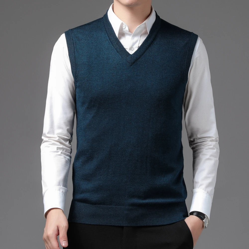 COODRONY Brand Mens Knitted Wool Vests Classic Pure Color Sleeveless Sweater Vest A&W Warm V-neck Business Casual Menswear 5094