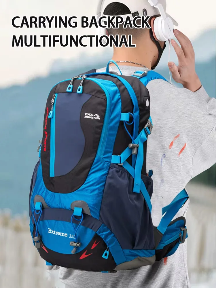 35L Travel Camping Backpack Large Hiking Bag Multifunctional Waterproof Outdoor Sports Climbing Mountaineering Tourist Rucksack