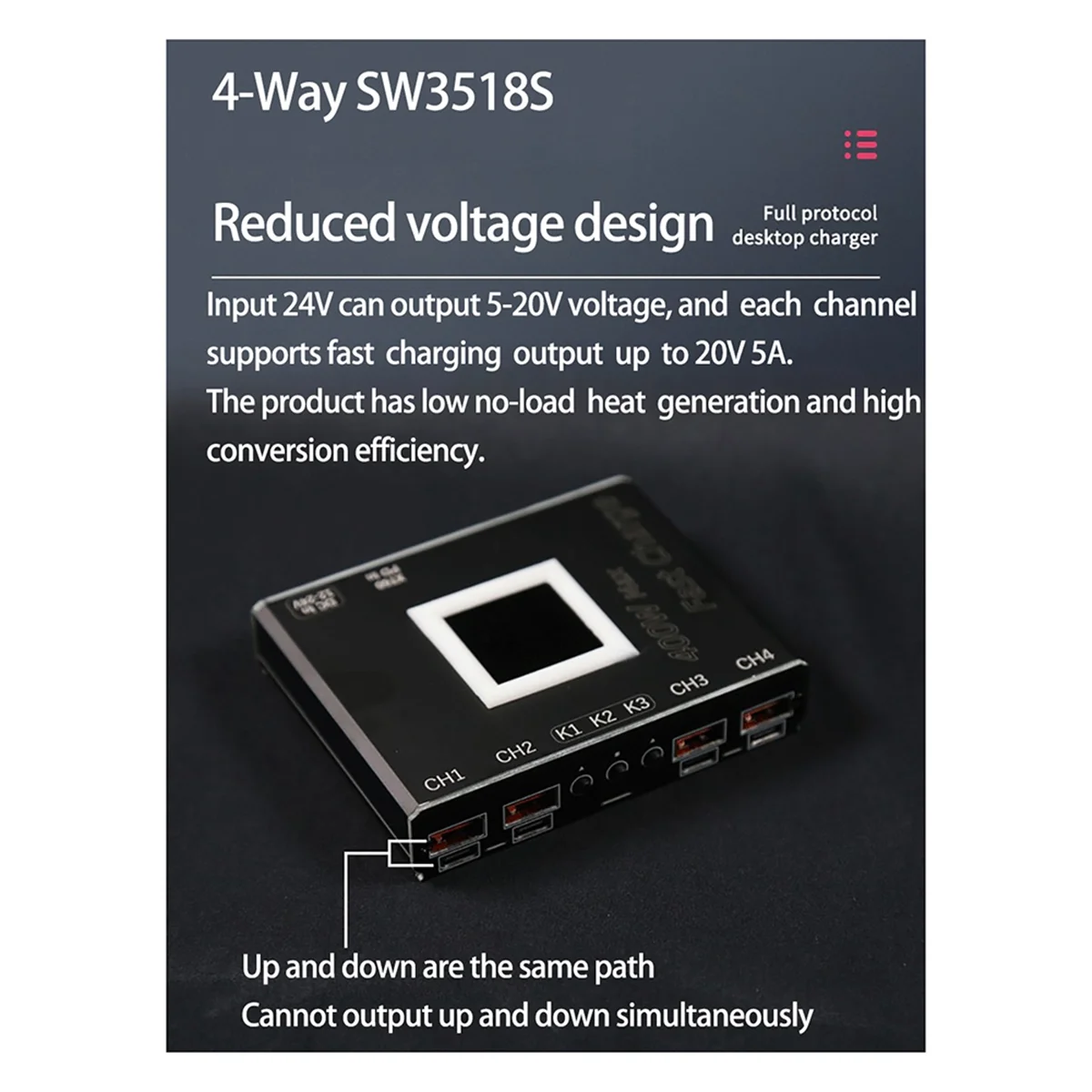 

4 Way Full Protocol Desktop Charger Multi-Function Fast Charging Module PD SW3518 Buck Module 400W Charger QC3.0