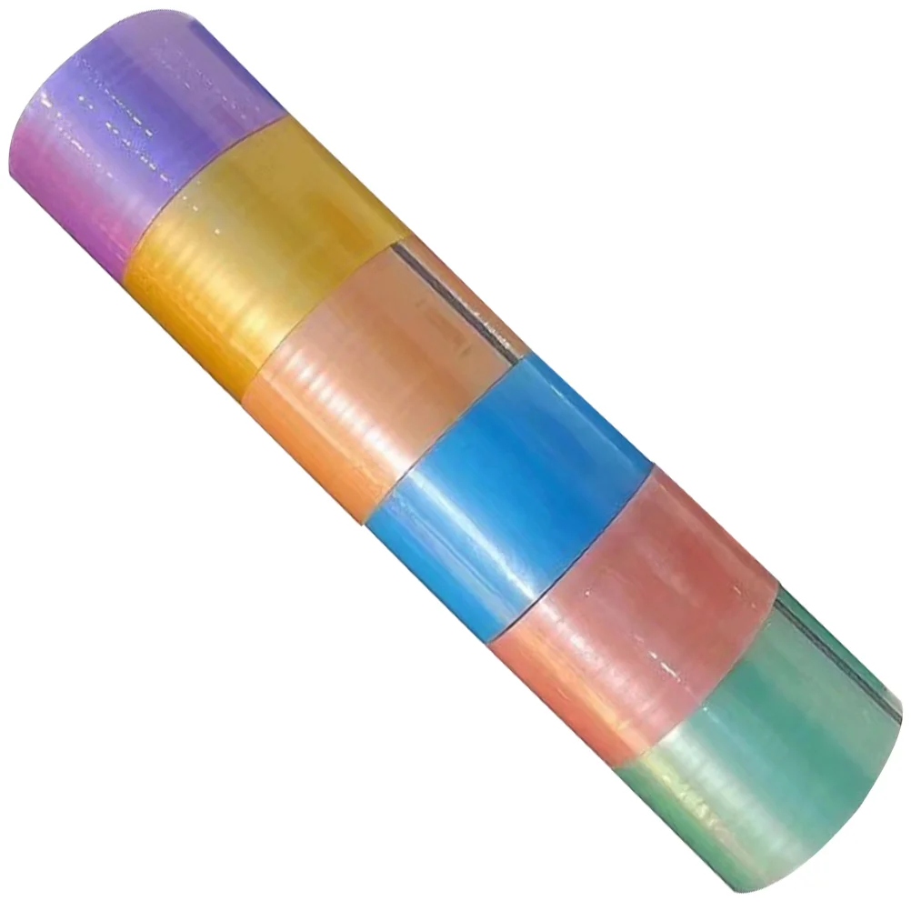 Cinta adhesiva de plástico para niños, rollo de 6 rollos de bolas adhesivas nacaradas, transparentes, de colores