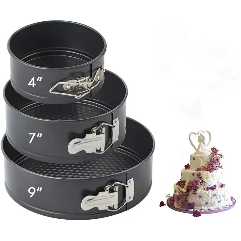 Cake Pan Set Of 3 Round Nonstick Baking Pans For Cheesecake Tier Wedding Cakes Removable Bottom Leakproof Bakeware Sets