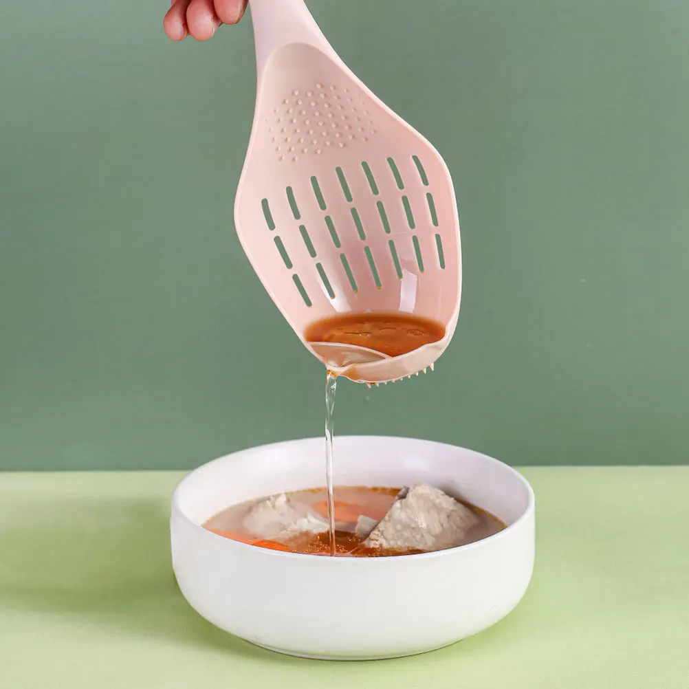 

2 pcs Plastic Skimmer Spoon Long Handle Slotted Spoon For Eggs Grating Drainage Kitchen Cooking Tool Colander