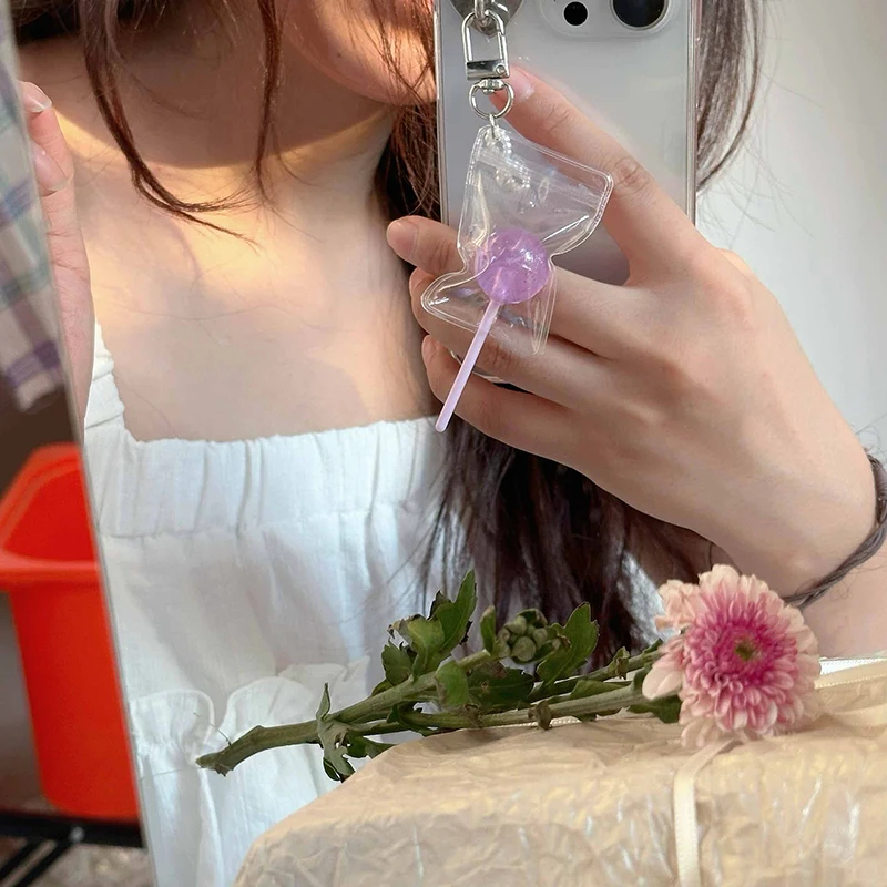 سلسلة مفاتيح مصاصة شفافة ، كيس حلوى ، محاكاة للتعبئة والتغليف ، إكسسوارات راتنج مضيئة ، هدايا إبداعية ، 1: زينة