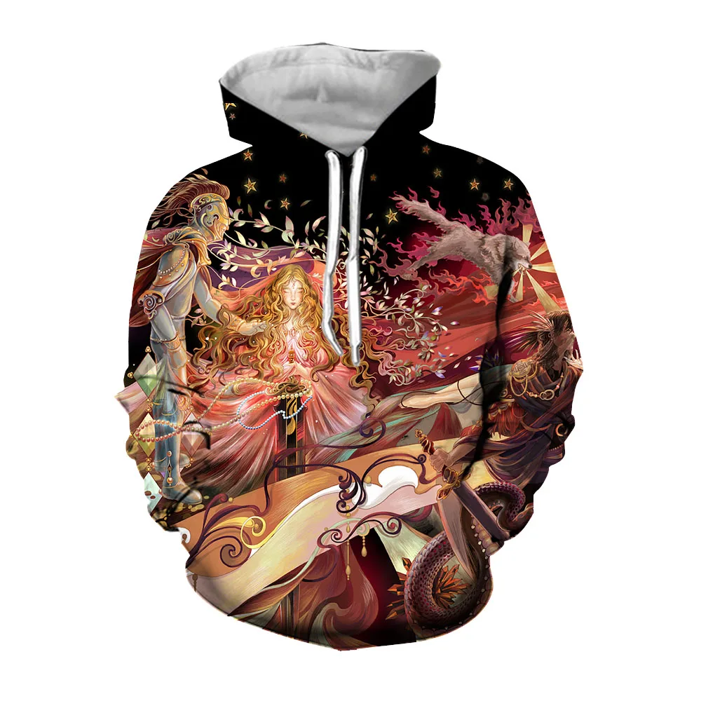 

Jumeast 3D Eastern Mythology Mens Hoodies With God Of War Pattern Aesthetic Clothing Casual Oversized Hoodie Streetwear Coats