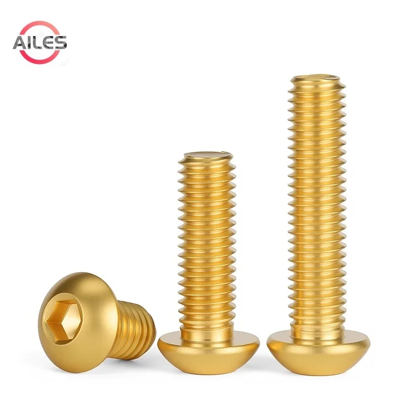 Pure Copper Round Pan Head Hexagon Socket Cap Head Screws M3 M4 M5 M6 M8 M10 M12 M14 M16 Button Head Allen Screws