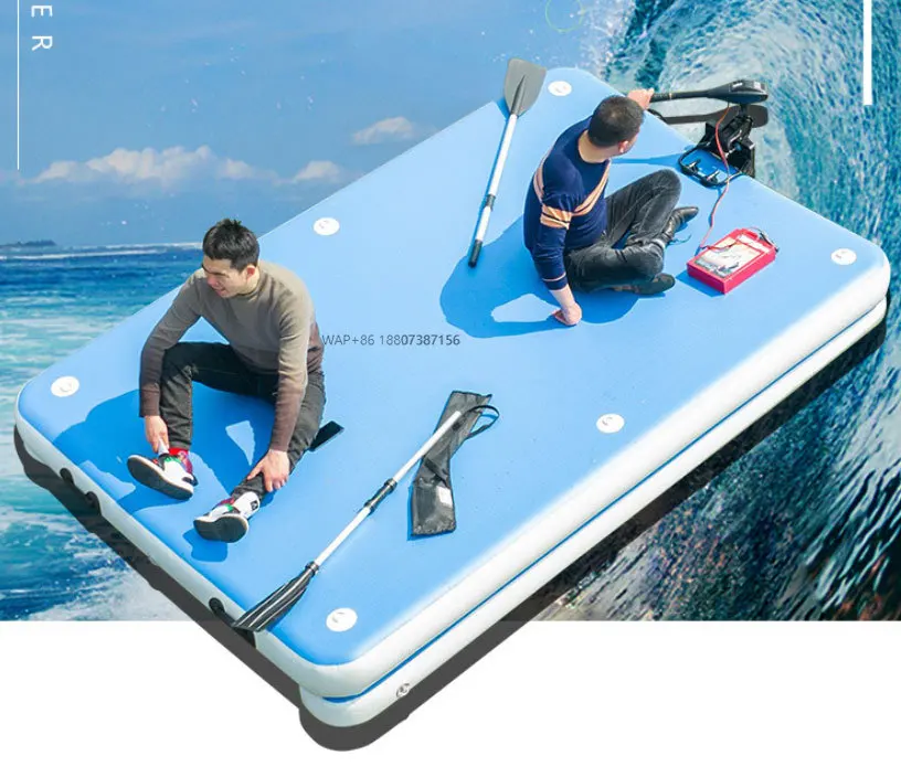 

Inflatable fishing boat swimming island floating pad leisure land water dock platform with accessories
