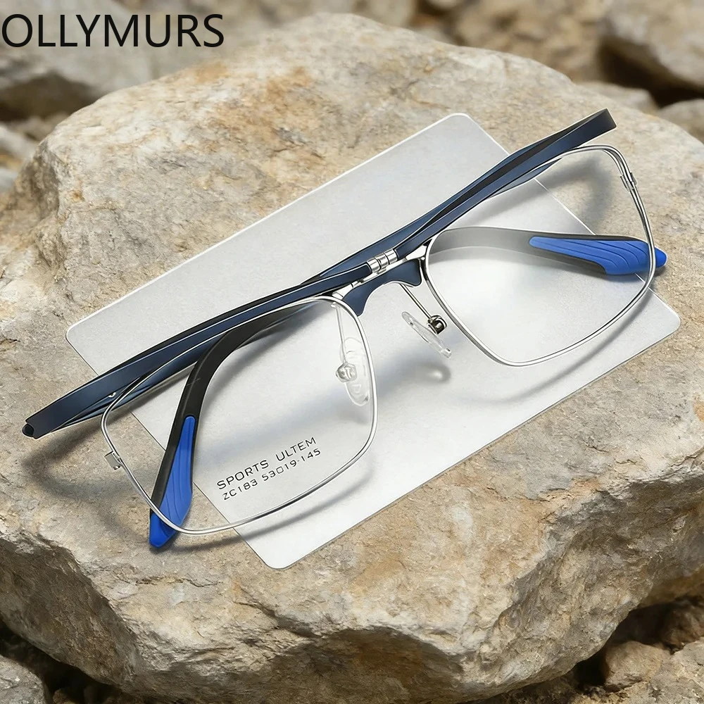 180  Flip Up Half Rim Eyeglass Frame Sporst Fashion Men's Square Lightweight Durable Anti-slip Casual Optical Glasses Frame