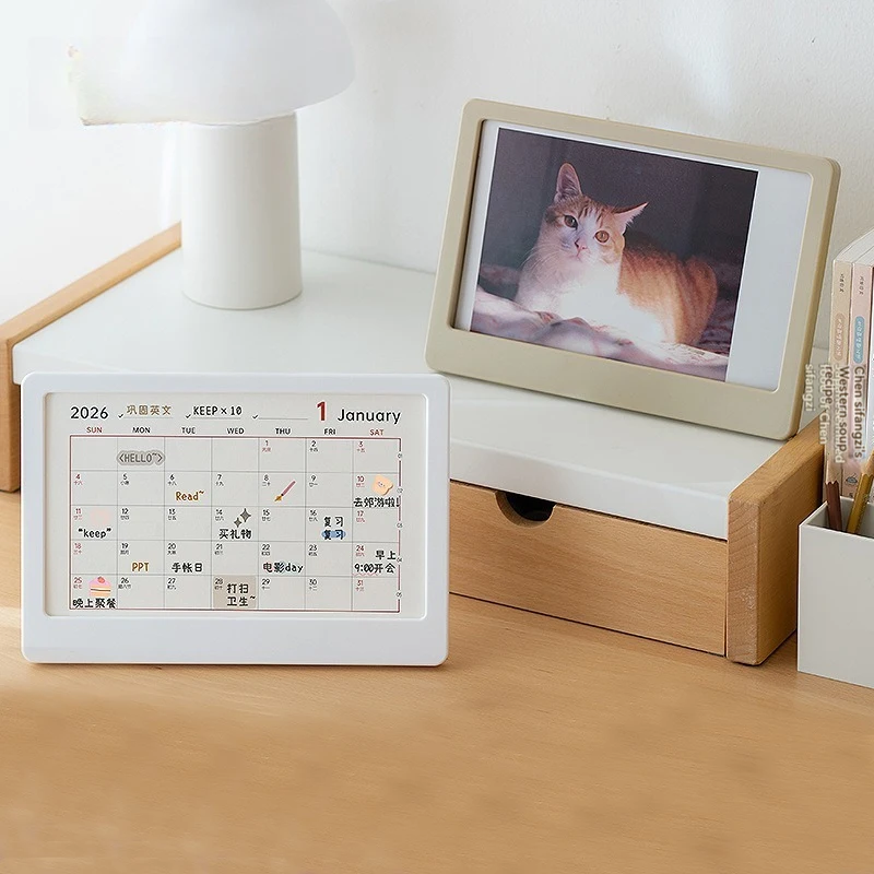 

1PC Wall Mounted Calendar 2026 Calendar Stand Multi Functional Photo Frame Monthly Calendar 2-in-1 Desktop Student Plan Notes Or