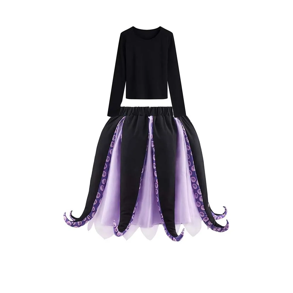 Halloween Ursula Kostuum Zwart Paars Zee Heks Kostuum Octopus Tentakel Tutu Jurk voor Vrouwen Carnaval Party Zeemeermin Cosplay