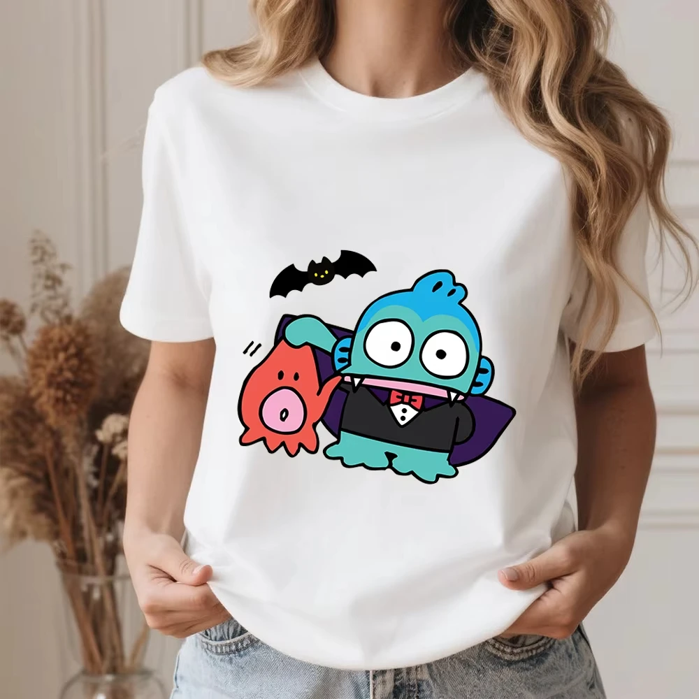 

Hangyodon Spooky Vampire Print Casual Soft Cotton Summer Fashion T Shirt for Women Comfortable Daily Wear Summer Top