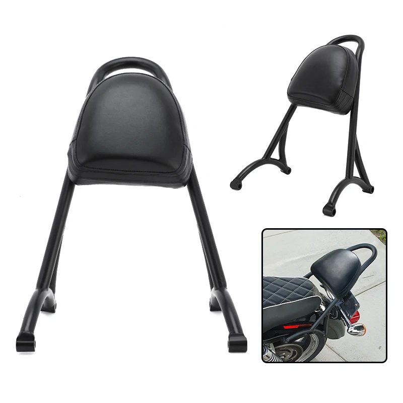 Motorcycle Black Rear Passenger Sissy Bar Backrest Cushion Pad For Harley Sportster XL883 1200 X48 2004-2023