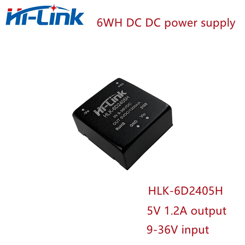 Free Shipping HLK-6D2405H 5V 1.2A Output  Hi-Link 9-36V Input 88% Efficiency Isolated DC DC Power Supply Module