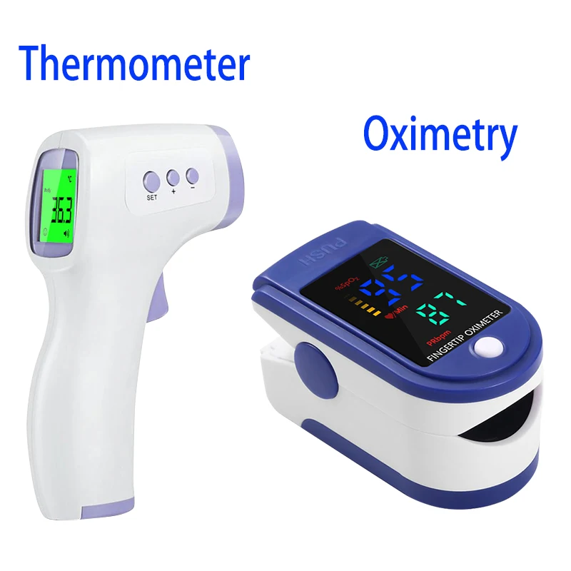 Non-Contact IR Thermometer Fast measure Light or portable Fingertip medical equipment SpO2 PR monitoring oximeter