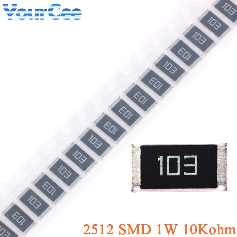 100 pz/50 pz 10kohm SMD Chip resistore 2512 1W 10K ohm 10KR 103 5% resistenza alimentazione di componenti elettronici passivi