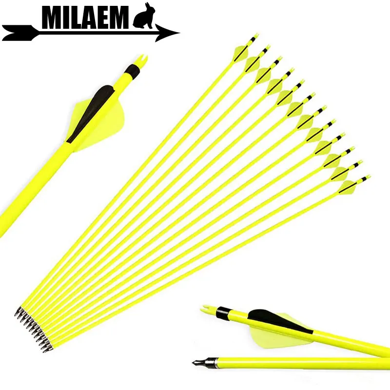 

6/12pcs Archery Carbon Arrows 30inch Spine 500 2inch Rubber Feather 100gr Tips Recurve Compound Bow Hunting Shooting Accessories