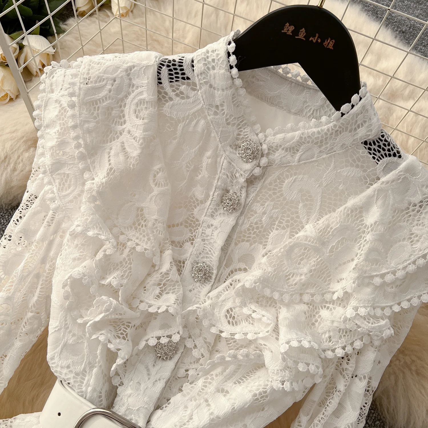 025 Nieuwe Mode Dames Hoge Kwaliteit Effen Kleur Elegante Lange Mouw Enkellange Single-Breasted Kant Geborduurde Jurk Vrouwelijke