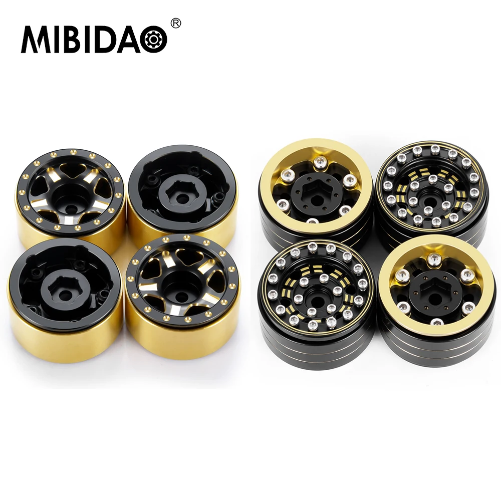 

MIBIDAO 4Pcs Heavy Brass Beadlock Counterweight Wheel Rims for TRX4-M 1/18 Axial SCX24 1/24 RC Crawler Car Model Upgrade Parts