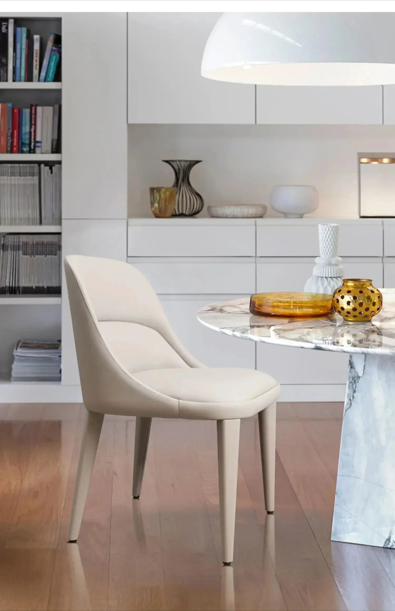 Italian cloth leather art dining chair backrest stool modern simple home designer dining table and chairs