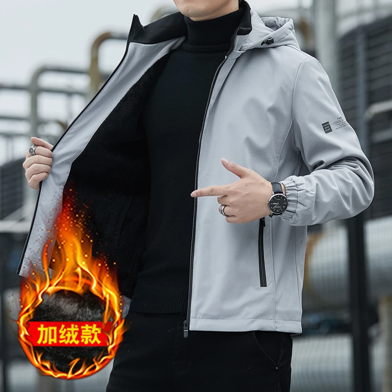 

Casual Thermal Warm Winter Jackets for Men Fashion Fleece Thick Warm Hooded Slim Fit Jacket Windproof Parka New Winter Parka