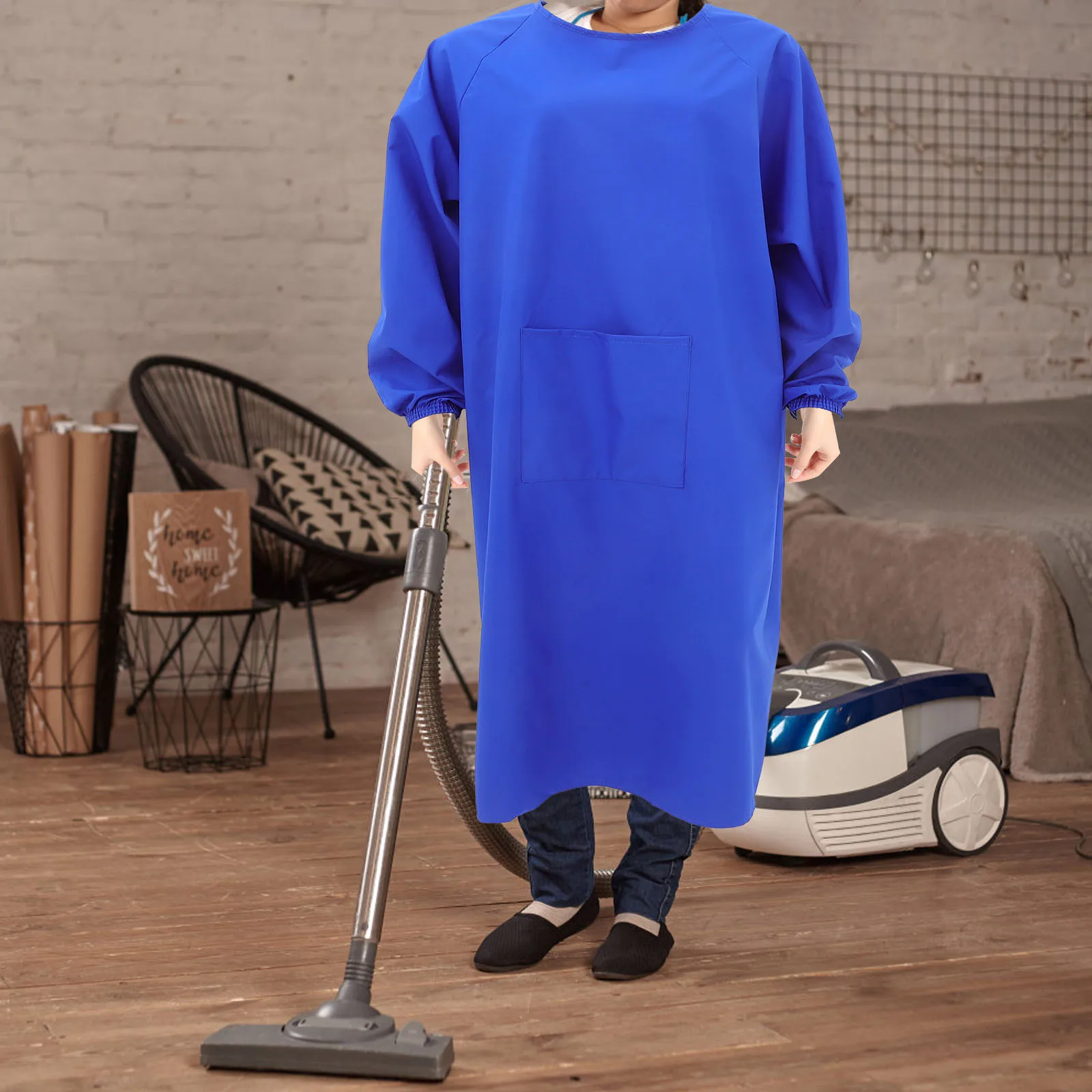 

Waterproof Oilproof Long Sleeve Apron For Cooking Cleaning Home Kitchen Work Smock Machine Washable Breathable Comfortable