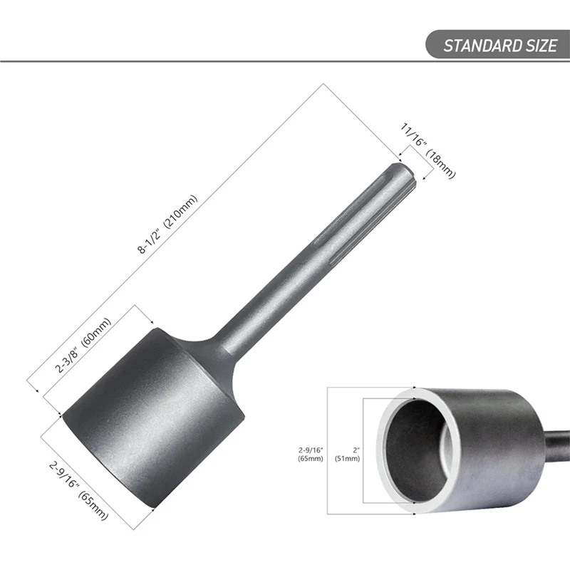 SDS Max مرفق سائق T-Posts ، رأس قطره 2 بوصة ، للاستخدام مع مطرقة SDS-Max الدوارة والهدم T-Posts لـ T-Posts