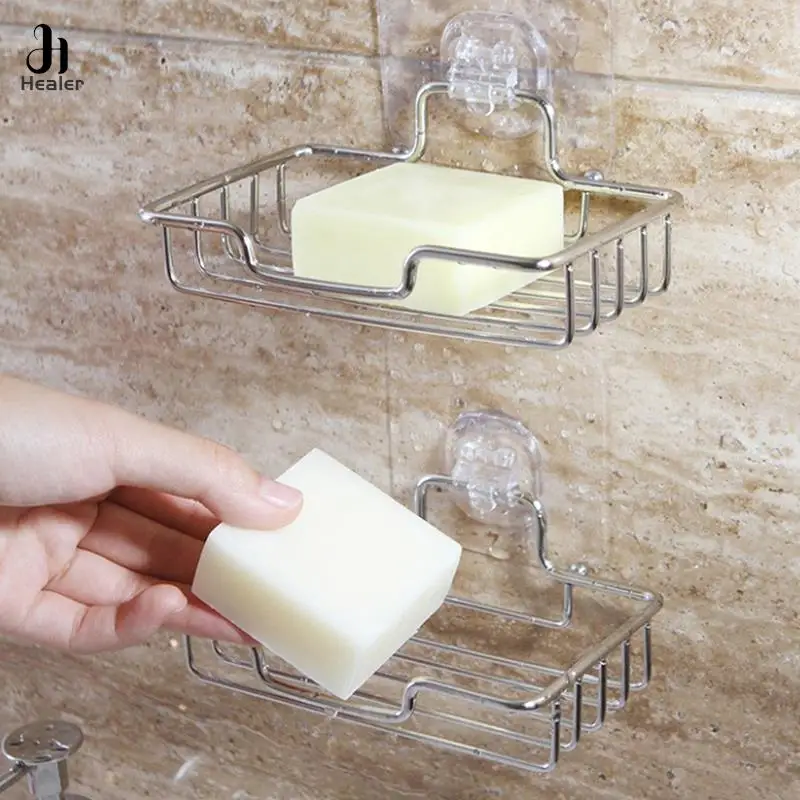 Stainless Steel Wall Mounted Soap Holder Bathroom Sponge Dish Shower Storage Shelf Home Bracket Accessories