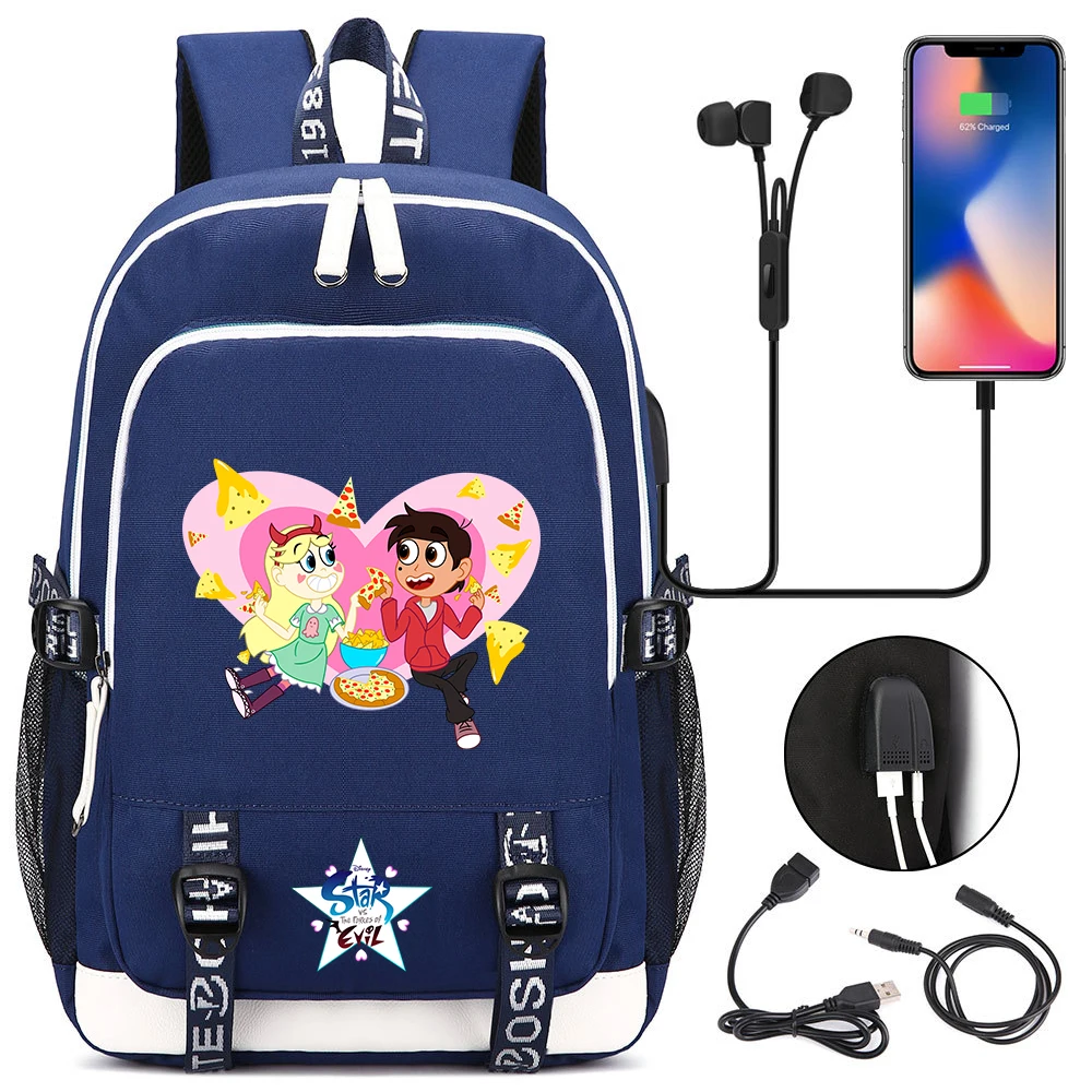 MINISO Star vs. the Forces of Evil School Bags Boys Girls Student Book Bag Teenager USB Charging Laptop Backpack Travel Bag